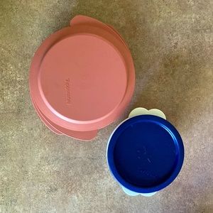 TUPPERWARE Pink round storage container with lid & STORAGE BOWL WITH LID